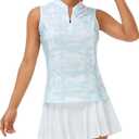 JINSHI Women Tennis Shirt Golf Sleeveless ShirtsQuick Dry UPF 50+ Sportswear with Zipper (M)