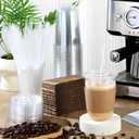 Ziliny 50 Sets Clear Plastic Cups with Lids Straws and Cup Sleeve, Disposable Plastic Iced Coffee Cup for Cold Drinks Juice Smoothie Coffee Shops Party Catering (16 oz) (EXP 01/01/29)