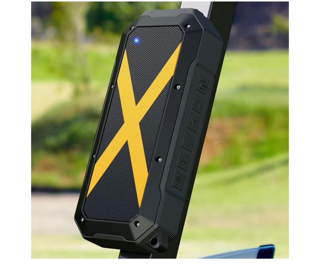 Magnetic Golf Speaker Bluetooth, Portable Wireless Jobsite Speakers, Hands-Free Calls, 30H Battery Stereo Sound TWS for Golfing, Camping, Outdoor (Yellow)