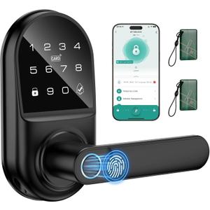 Smart keypad Door Lock with HandleFingerprint Keyless Entry Digital Lock with Built-in doorbell for Front Door,Bedroom,biometric Door knob, APP Control