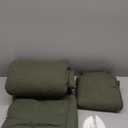 WDCOZY Striped Olive Green 100% Cotton Quilt King Size Bedding Sets, Lightweight Crinkly Channel Pick Stitch Textured Bedspread Soft Shabby Chic Farmhouse Country Coverlet for All Season, 2 Shams