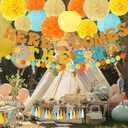 TaoBary Here Comes The Sun Baby themed Shower Banner Here Comes The Son Baby Shower Decorations with Tissue Pom Poms Garland Paper Lantern Boho Retro Sunshine 1st Birthday Party Supplies