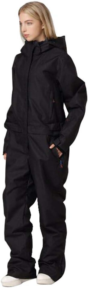 YEEFINE Women's Ski Suit One Piece Snowsuits Jumpsuits Winter Waterproof Snowboard Suits (Large, Black)