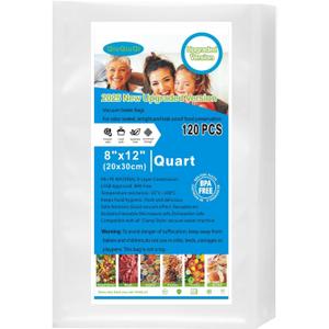 [2025 New]120 Gallon Size8" x 12" Vacuum Sealer Bags with BPA Free and Heavy Duty, Commercial Grade,Puncture Prevention,Great for vac for Food Storage