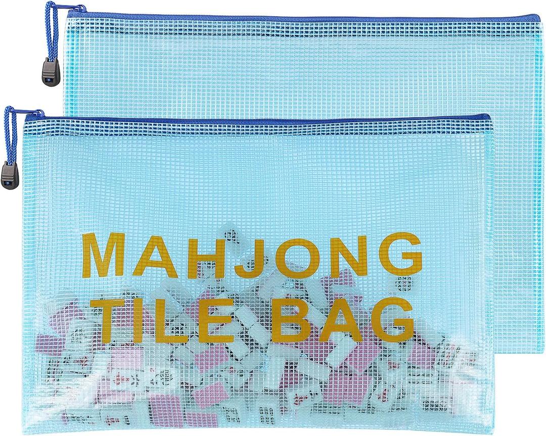 2Pack Mahjong Tile Bag, Case for American Mah jong Set, Mahjong Gifts Accessories, Card Holder Bouch, Blue (Case Only)