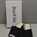 Shoe'N Tale Knit Heeled Sandals For Women Square Open Toe Heeled Mules Chunky Block Low Heel Slip On Slides(6, Black)