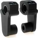 Pivoting Handlebar Clamp Risers - APE Racing Billet Aluminum Universal Motorcycle 2" Raise Clamps For 7/8" or 1-1/8" Handlebars Mount To oversize 1-1/8" Stem Clamp (Black, 1-1/8")
