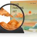 Wai Danie Moving Sand Art Picture 3D Hourglass Deep Sea Sandscape Liquid Motion Display Painting Flowing Sand Frame Relaxing Desktop Home Office Work Decor (Gold, 12 Inches)