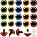 TOAOB 20pcs 28mm Safety Eyes for Amigurumis Colored Plastic Craft Crochet Eyes with Washers for DIY Plush Stuffed Animals Doll Making