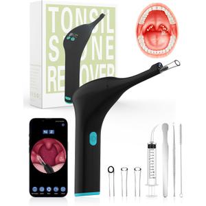 Voraiya Electronic Tonsil Stone Remover with Camera & Light Visible Tonsil Stone Removal Kit APP Connection 5 Level Suction Tonsils Stones Vacuum Cleaner Oral Care Tool for Adults,Kids