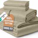 100% Egyptian Cotton King Size Bed Sheets - Naturally Breathable & Durable Winter Comfort, Ultra-Soft Hotel Comfort with 15" Deep Pocket King Sheets, Silky Sateen Weave Luxury You Can Feel - Linen