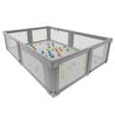 Baby Playpen, 73" x 61" Large Foldable Playpen with Mat for Babies and Toddlers, Play Pen with Soft Breathable Mesh, Ocean Balls and Pull Links, Baby Playard for Indoor & Outdoor, Gray