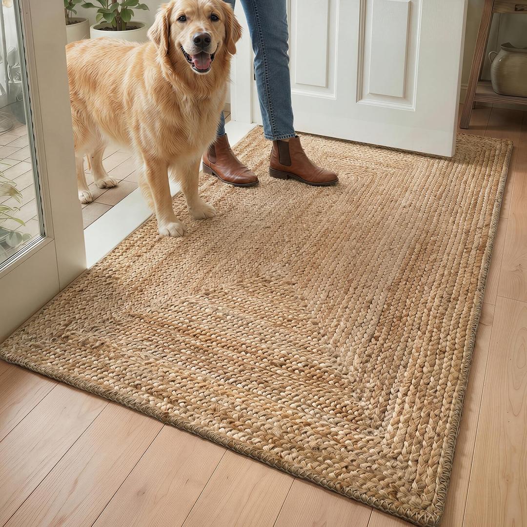 DEXI Jute Door Mat 36x60, Non Slip Doormat Indoor Entrance, Heather Tan