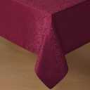 Romanstile Christmas Jacquard Rectangle Tablecloth - Burgundy Waterproof Damask Curly Floral Pattern Decorative Table Cloth, Heavy Weight Fabric Table Cover for Dining/Party/Holiday - 52 x 70 Inch