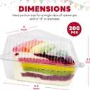 200 Pcs Individual Cake Slice Containers,Clear Pie Slice Containers Plastic Disposable,Cake Slice Boxes For 6-8 Diameter Cake or Pie Slices, Desserts(4.4 Inches),envases para postres con tapas