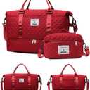 Expandable Weekender Bag for Women - Waterproof Large Capacity Travel Duffle with Multi-Compartment Organizer, Weekend Trips & Business Travel (Wine Red)
