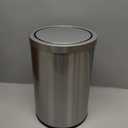 Mbillion Small Trash Can with Swing Lid 2.4 Gallons/9 Liter, Mini Trash Can with lid, Stainless Steel Cylindrical Garbage Can for Home and Office, for Ground and Desktop(Brushed Silver)