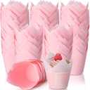 600 Pcs Tulip Cupcake Liners for Baking Muffin Liners Printed Baking Cups Holders Greaseproof Wrappers Decoration for Cupcake Bouquet Birthday Party Wedding Bride Shower (Light Pink)