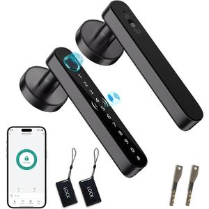 Fingerprint Door Lock Smart Voice Guidance Door Knob with Keyless Entry,Door Locks for Bedrooms,Home Hotel Office Apartment Rental House Fingerprint Door Knob,Easy to Install (Black) (Door thickness:1-9/16" to 2-3/16"(40-55mm)
