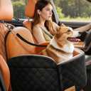 Dog Car Seat for Small/Medium Dogs, Elevated Dog Booster Seat Memory Foam Puppy Car Seat with Washable Cover, Travel Safety Pet Seat for Car with Storage Pockets Up to 35 lbs (Black/Brown)