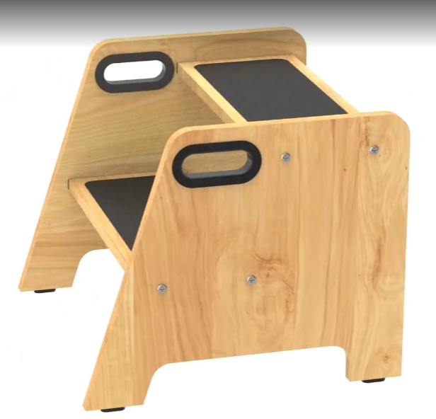 Wooden 2 Step Stools for Kids, Safe Non-Slip Surface with Handles, 350 lbs Capacity, Portable Toddler Stepping Stool for Bathroom Kitchen and Bedroom (Natural)