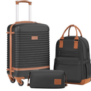 Coolife Suitcase Set 3 Piece Luggage Set Carry On Travel Luggage TSA Lock Spinner Wheels Hardshell Lightweight Luggage Set (Black, 3 Piece Set (BP/TB/20))
