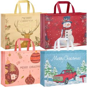 STYPOP 24 Pack 20" Extra Large Christmas Gift Bags, Reusable Jumbo Christmas Tote Bags with Handles, Perfect for Xmas Gift Wrap/Party Favor Supplies, 20"  15.7"  7"
