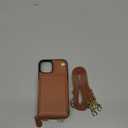 KIHUWEY Crossbody Wallet Case for iPhone 13 iPhone 14, Zipper Pocket Case with Card Holder, PU Leather RFID Blocking Protective Cover Case with Kickstand Detachable Wrist Strap Lanyard 6.1" (Brown)