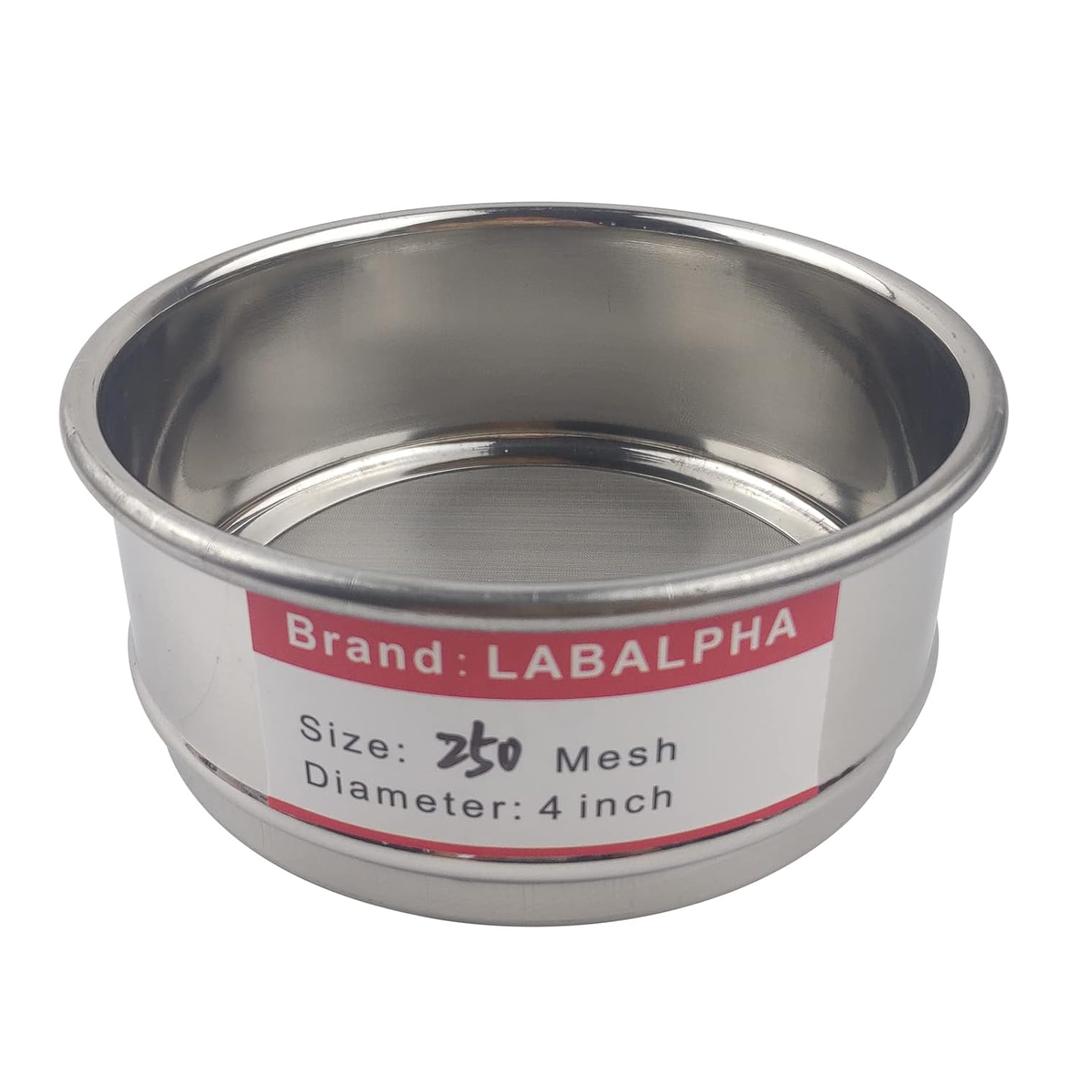 LABALPHA 250 Mesh Lab Sieves, Test Sieve #250 Mesh, 4'' Diameter, 304 Stainless Steel Wire Cloth (0.063mm)
