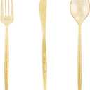 Supernal 180pcs Gold Plastic Silverware Durable Plastic Silverware Gold Glitter Color Party Cutlery Disposable Flatware Heavy Duty Include 60 Forks,60 Knvies,60 Spoons for Wedding,Birthday