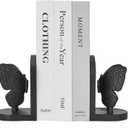 Black Butterfly Book Ends for Shelves, Butterflies Statue Decorative Bookends for Heavy Books, Resin Book Ends with Non-Slip Felt Base for Home Farmhouse Shelves Office Lover Gift