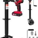 BYERN AUTO A-Frame Trailer Jack, 5000lbs Foot Plate & 2000 lbs Dual-Wheel, 20-24V Cordless Drill Compatible & Hand Crank, 14" Lift, Heavy Duty RV Tongue Jack for Trailer, Utility, Boat, Yacht