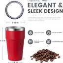 MEWAY 16oz Tumbler Double Wall Vacuum Insulated Travel Mug Bulk, Stainless Steel Tumblers with Lid, Powder Coated Coffee Cups for Cold & Hot Drinks (Red,12 Pack)
