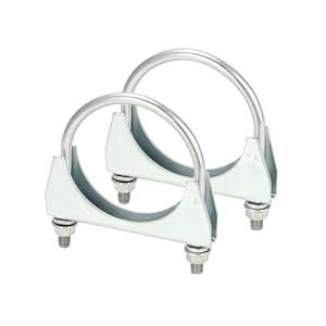 QWORK U-Bolt Muffler Tip Exhaust Hook, 2 Pack 3" OD Universal Silencer Exhaust Clip, Steel Exhaust Pipe Clamp