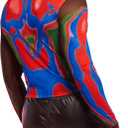 WDIRARA Men's Round Neck Long Sleeve Body Heat Map Print Marble Patterned Sheer Mesh Tee, Large