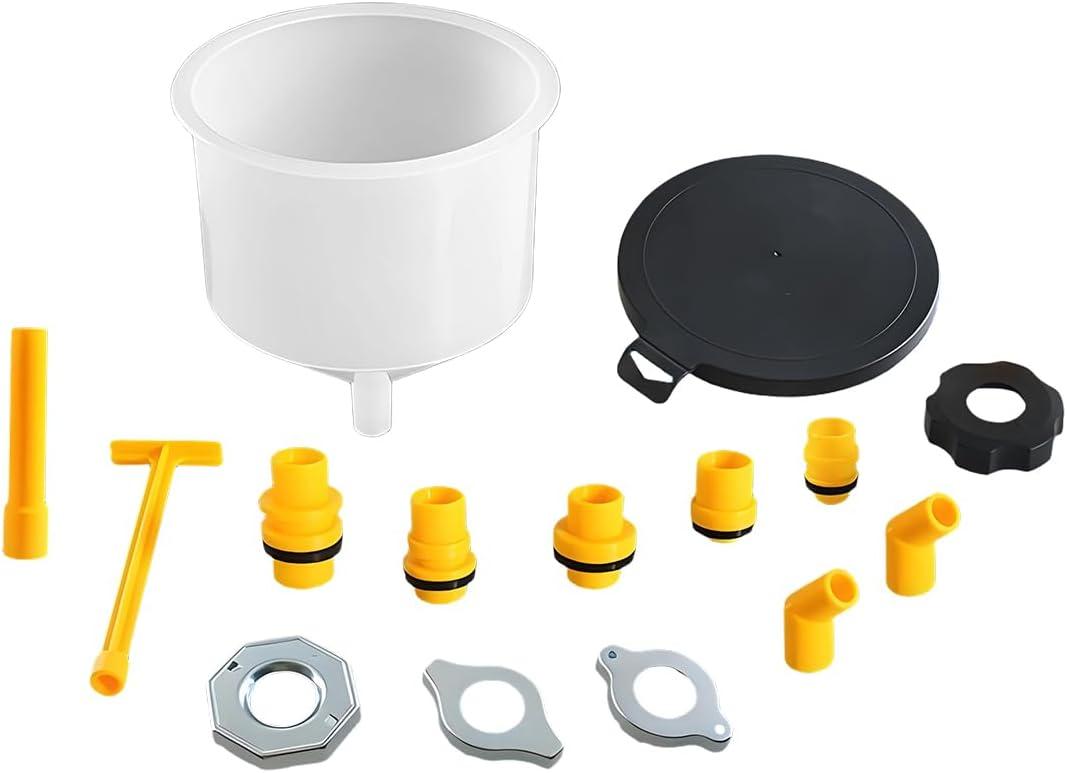 15PCS No-Spill Coolant Funnel Kit, Spill Proof Auto Radiator Coolant Filling Funnel Flush Kit with Adapters, Universal Vehicle Antifreeze Bleeder Accessories for Most Cars