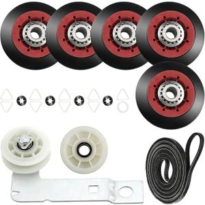 4392067 W10837240 Dryer Repair Kit（5 Wheels) for Whirlpool Duet Mayta g Bravos Ken more Admiral Dryer Parts 2015 4392067VP 80047 587637 AP3109602