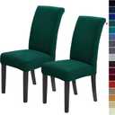 Chair Covers for Dining Room Set of 2, Stretchy Dining Chair Covers, Textured Jacquard Kitchen Chair Slipcovers, Classy Decor for Home and Banquet (Hunter, 2 Pack)
