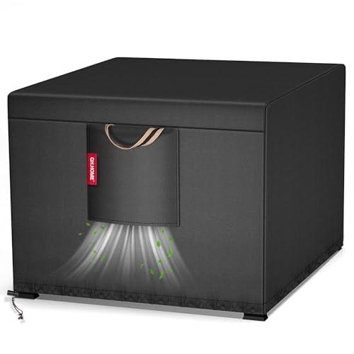 QH.HOME Fire Pit Cover Square, 28 inch Firepit Covers Waterproof- Heavy Duty Gas Fireplace Outdoor Fire Pit Table Cover for 26/27/28 inch Propane Fire Pit