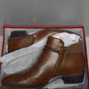 Ankle Boots for Women Low Heel Round Toe Chunky Short Booties with Side Zipper Fall Winter Boots (8, Brown)