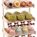 HOTCAN Cookie Display Stand for Bakers & Vendors with Acrylic Front | Wooden Dessert Stand with Chalkboard Sign for Market Booths, Craft Fairs & Events | 4 Tiered Cookie Display for Cupcakes, Muffins & Pastries (Natural)