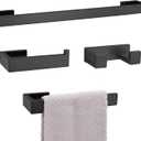 Matte Black Bathroom Hardware Set, 4-Piece Bath Towel Bar Set SUS304 Stainless Steel Towel Rack Set for Bathroom, 23.6 inches Bathroom Towel Holder Set Wall Mounted