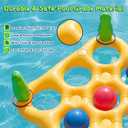 2 in 1 Pool Toys Games Set Inflatable Pool Float with 10 Balls & 8 Rings Tic-Tac-Toe Pool Games, Fun Summer Party Beach Outdoor Yard Game