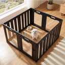 Soulbond Clear Acrylic Dog Playpen Indoor, Non-Slip,Tool-Free Assembly, External Door Lock Play Pen for Puppies and Small Dogs (24 Inch, Black, 8 Panel)