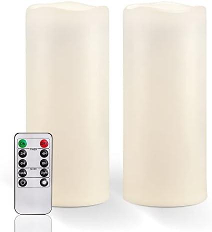 Homemory 10" x 4" Large Waterproof Outdoor Flameless Candles with Remote Control and Timer, Battery Operated Flickering LED Pillar Candles for Outdoor Larterns, Porch, Long Lasting, Set of 1