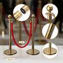 BeBecome Stanchions and Velvet Ropes, Gold Stanchions with 5 ft Red Velvet Rope, 4 Pack Crowd Control Barriers, Fillable Bases, Red Carpet Poles for Weddings
