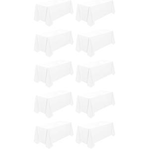  10 Pack White Tablecloth 90x156 Inch Rectangle Tablecloth Rectangular Polyester Table Cloth Stain and Wrinkle Resistant Washable Fabric Table Covers for Wedding Parties