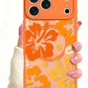 Magnetic for iPhone 17 Pro Max Case, Compatible with MagSafe, Cute Flower Hibiscus Design for Women Girls, Soft TPU and PC Back, Full Camera Protection Shockproof Cover, Orange Hibiscus