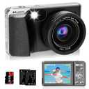 4K Digital Camera for Photography Autofocus,Macro Digital Camera for Kids with SD Card,48MP Vlogging Camera for YouTube,Compact Digital Camera with 18X Digital Zoom,Flash, Anti-Shake,2 Batteries