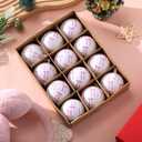 24 Pack Velvet Christmas Ball Ornaments 60mm/ 2.36'' Bow Christmas Tree Decorations Xmas Ornaments for Tree Home Coquette Room Birthday Party Front Door Wedding Holiday Decor (Pink)